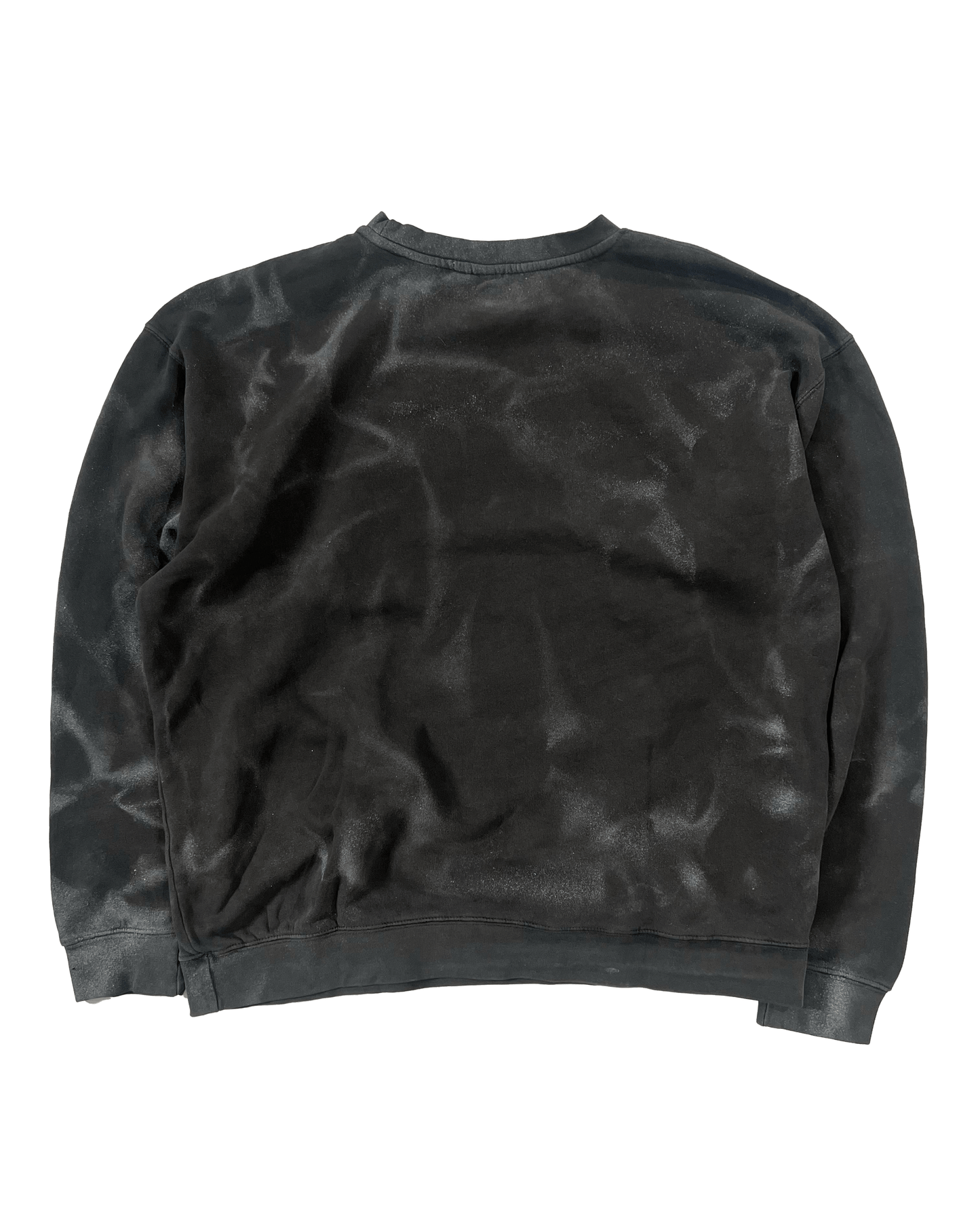 Back view of the Stones Luxury Distressed Sweatshirt showcasing its unique washed texture.