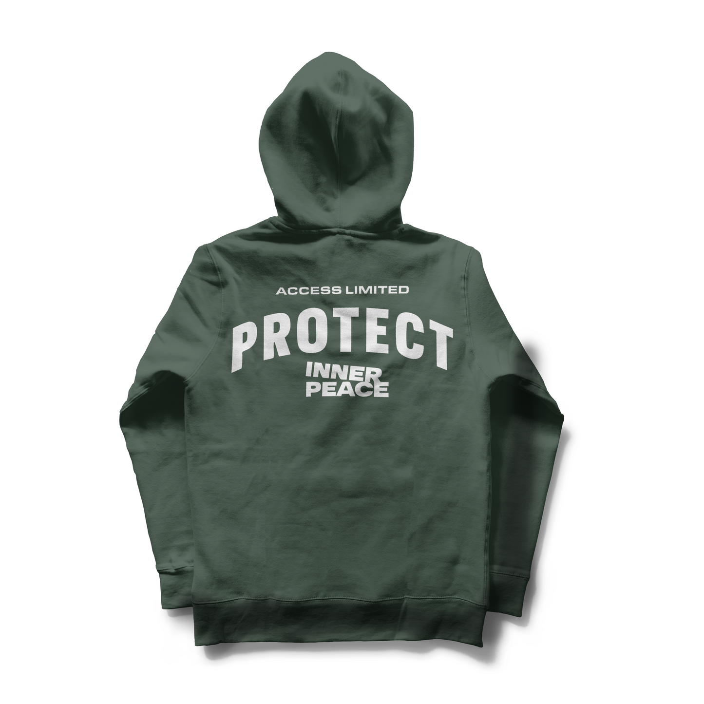 Green hoodie with text on a white background