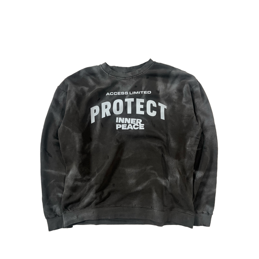 Black sweatshirt with text on a white background