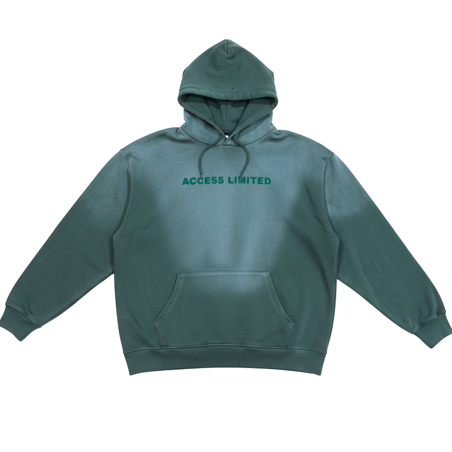 Gemstone luxury faded wash hoodie in deep green with 'ACCESS LIMITED' text for stylish streetwear.