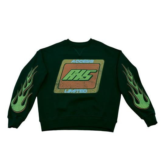 “Green Flame”- Cropped Heavyweight Crewneck