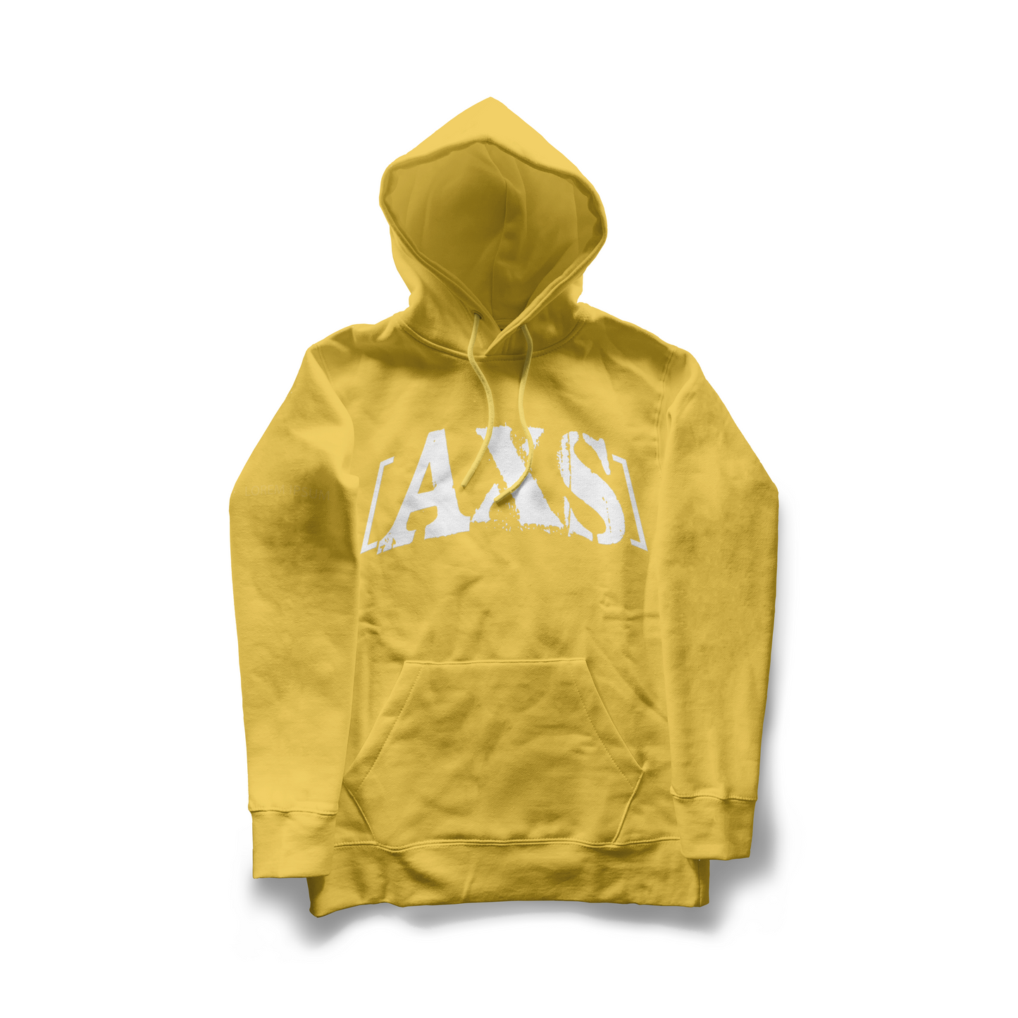 Yellow hoodie with a logo on a white background